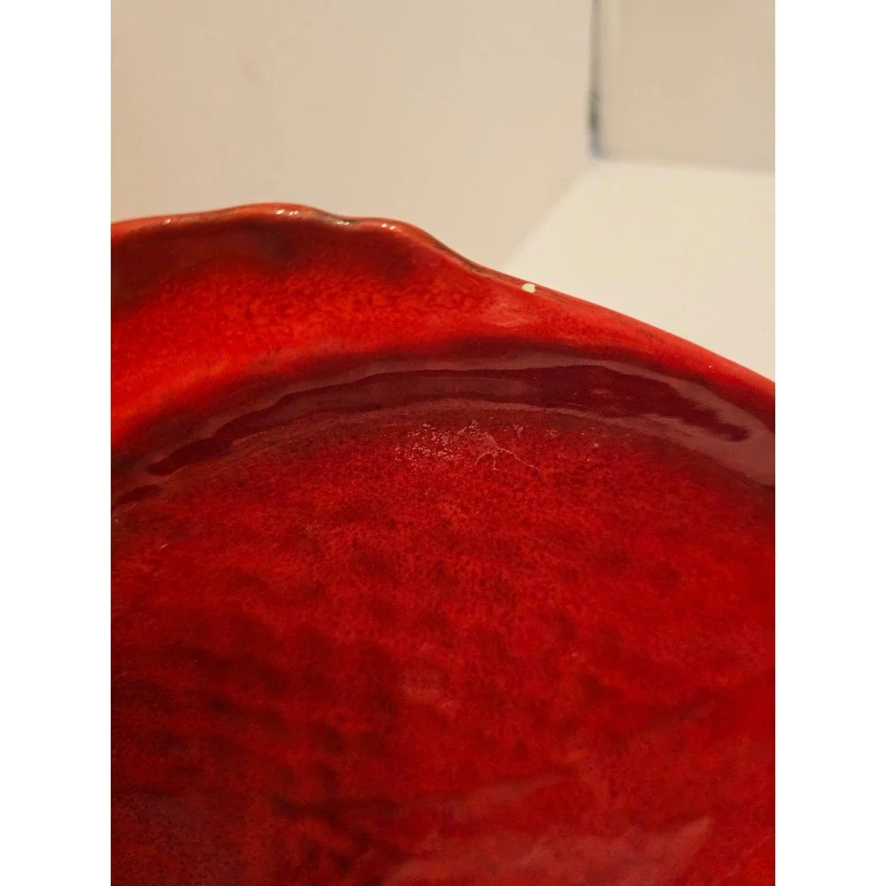 Vintage Holland Mold Red Ceramic Fish Plates S/4 MCM Nautical Signed‎ Pickle